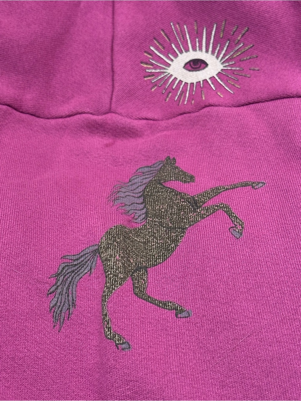 Raquel Allegra Magenta Chariot Horse Tarot Eye Graphic Sweatshirt Size 0 XS - Picture 2 of 5